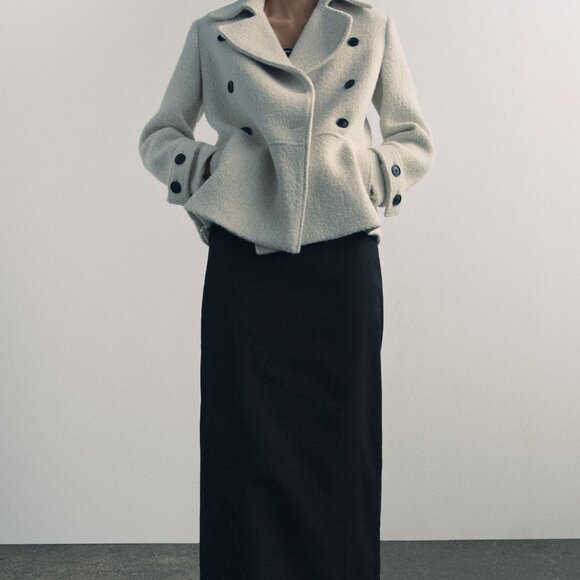 ZARA ZW COLLECTION Ivory Manteco Wool Blend Boucle Jacket Short Coat 9867/765 XS - Picture 4 of 12